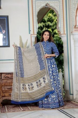 Pure Cotton Crop Top, Skirt With Dupatta