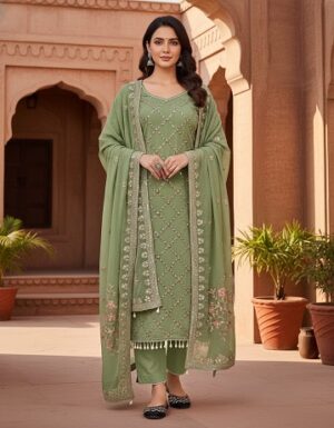 New Fancy Embroidered Plazzo In Light Green  Color