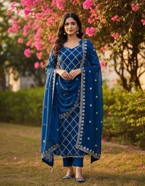 New Fancy Embroidered Plazzo In Blue Color