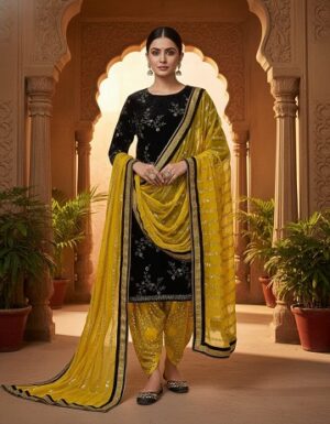Suit With Dhoti Salwar and Dupatta