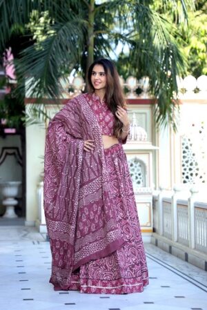 Pure Cotton Crop Top, Skirt With Dupatta