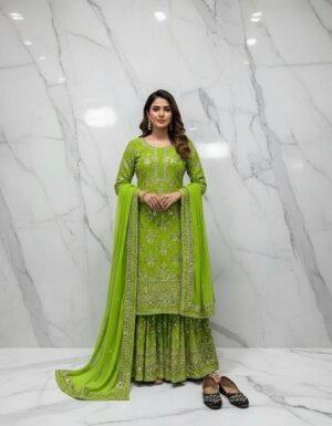 Green Heavy Georgette Dress