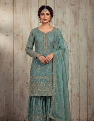 New Embroidery Design Blue Party Wear suit