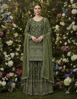 New Embroidery Design Green Party Wear suit