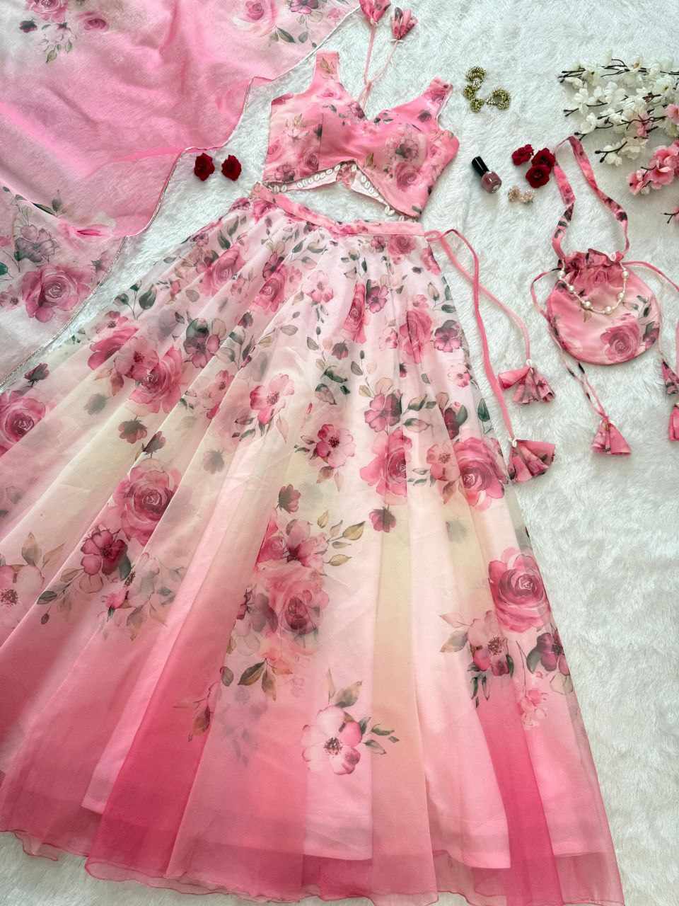 Digital Printed Pink Lehnga - Image 5