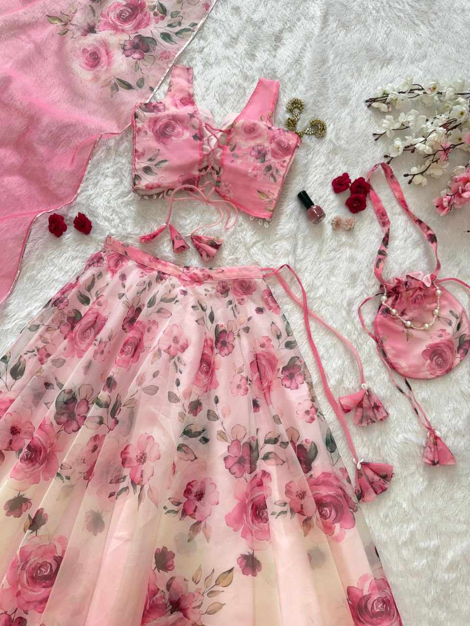 Digital Printed Pink Lehnga - Image 4
