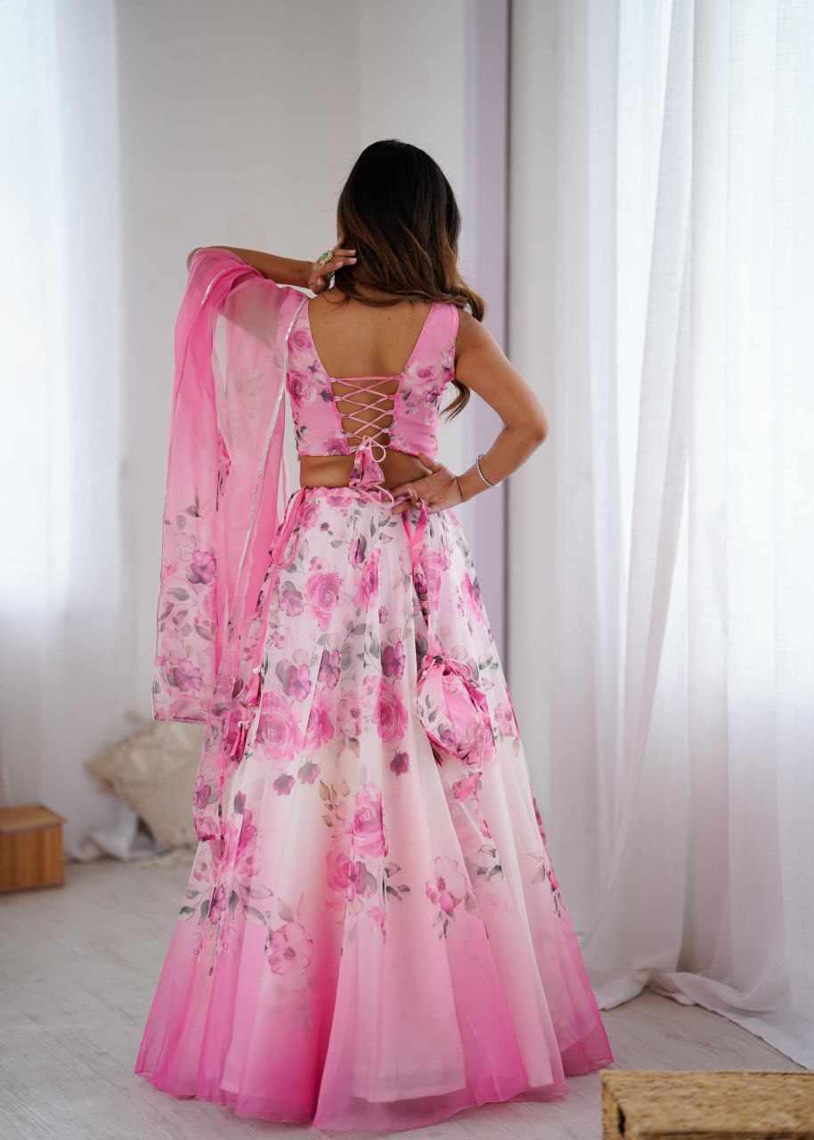 Digital Printed Pink Lehnga - Image 3