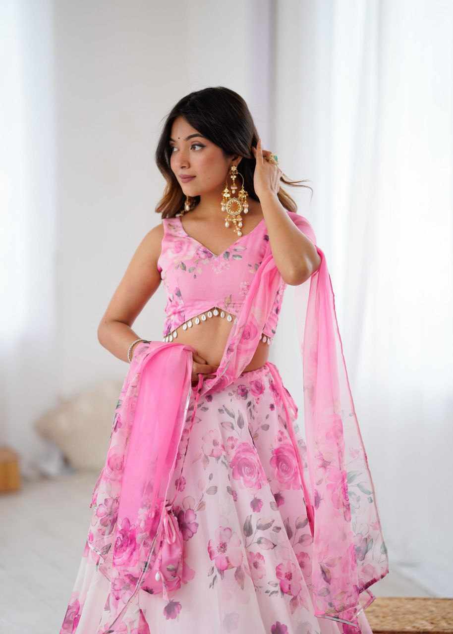 Digital Printed Pink Lehnga - Image 2