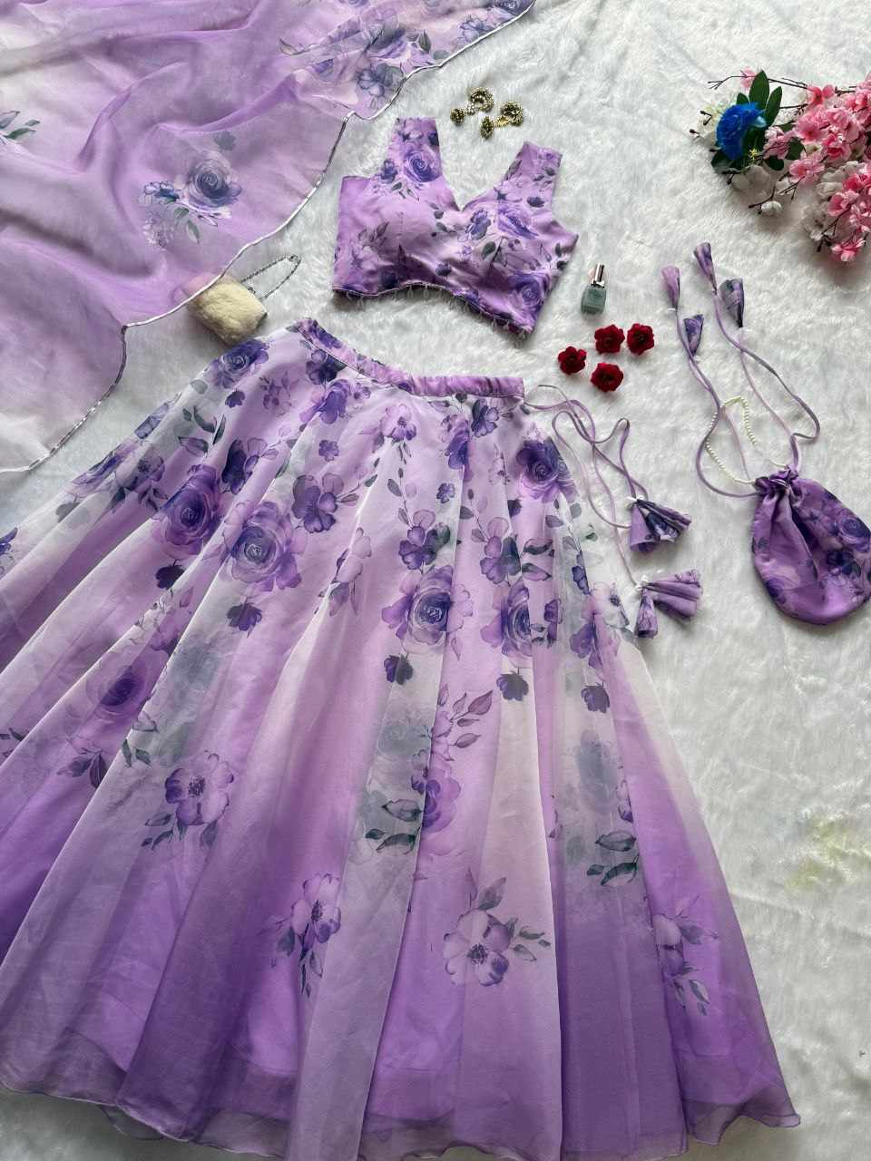 Digital Printed Purple Lehnga - Image 4