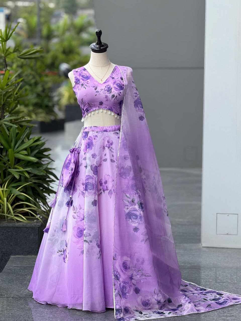 Digital Printed Purple Lehnga - Image 3