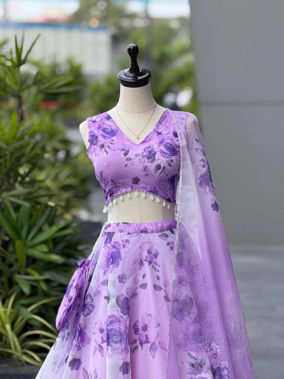 Digital Printed Purple Lehnga - Image 2