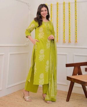 Pure Cotton Kurti, Pant, Dupatta