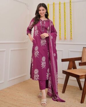 Pure Cotton Kurti, Pant, Dupatta