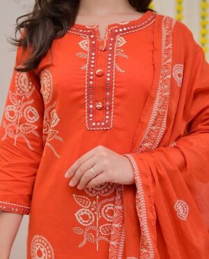 Pure Cotton Kurti, Pant, Dupatta