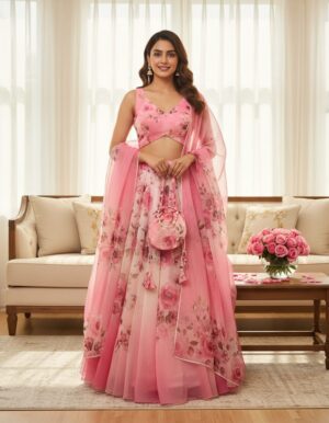 Digital Printed Pink Lehnga