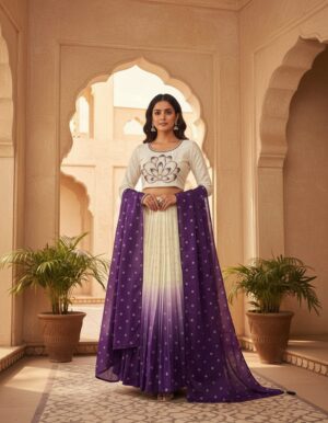 Hand Work With Digital Print Lehenga