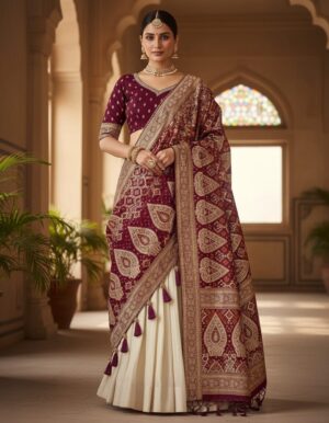 Modern Party Wear Maroon Lahenga