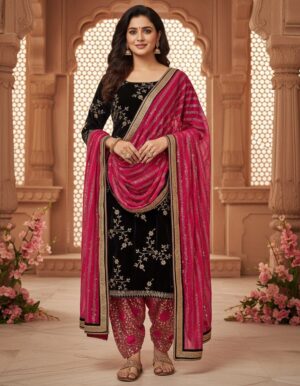 Black Shirt With Dhoti Salwar & Dupatta