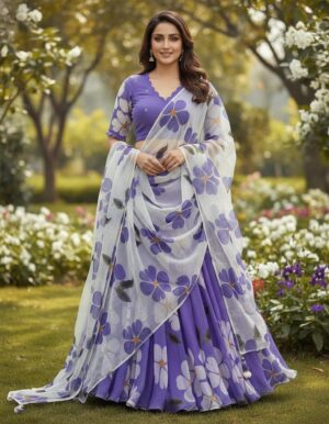 Purple Georgette Lehenga