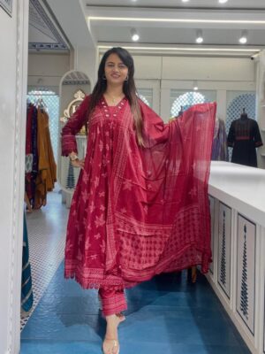 Pure Cotton Kurti, Pant With Dupatta