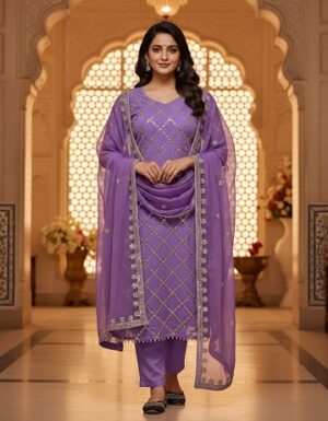 New Fancy Embroidered Purple Suit