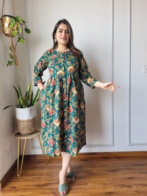 Pure Cotton One Piece With Beautiful Flower Design