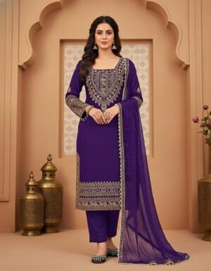 New Luxury Embroidered Purple Dress