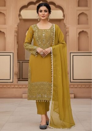 New Luxury Embroidered Yellow Dress