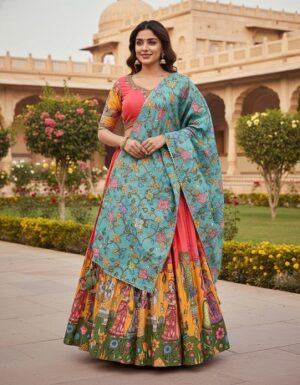 Pink Kalamkari Lehenga