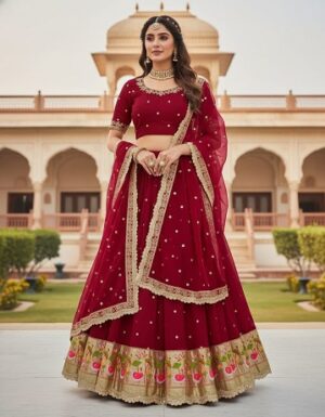 Georgette Embroidery Sequence Work Lehenga
