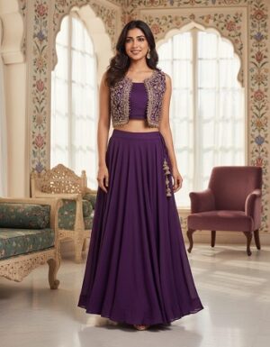 Modern Party Wear Purple Lehnga