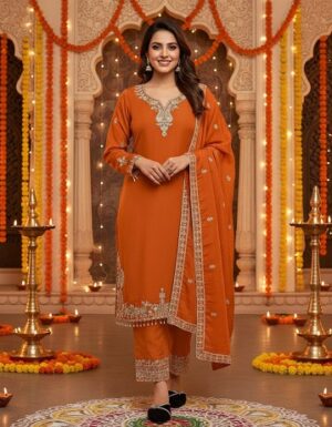 Elegant Ethnic Orange Wear Dress