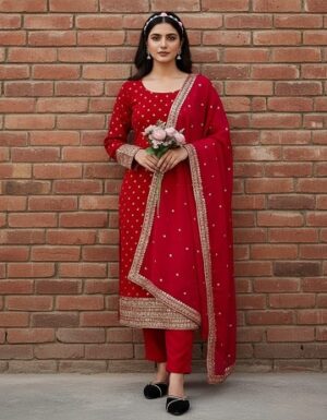 Elegant Ethnic Casual Wear Red Colour Dress