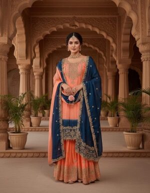 Havy Chinon Orange Designer Suit