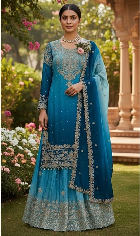 Havy Chinon Blue Designer Suit