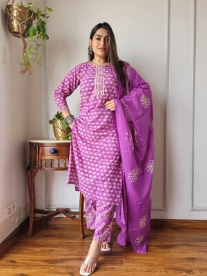Pure Cotton Kurti, Pant With Dupatta