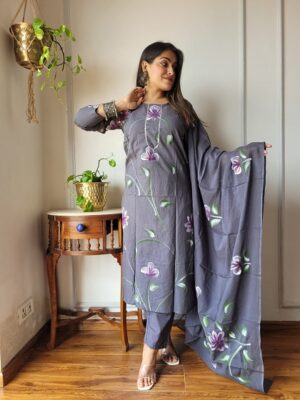 Pure Cotton Kurti, Pant With Dupatta