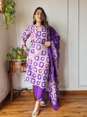 Pure Cotton Kurti, Pant With Dupatta