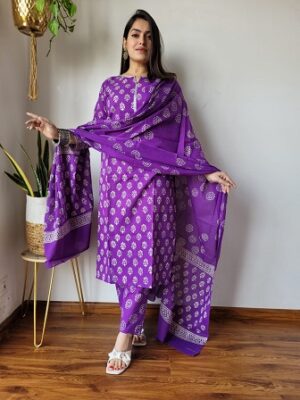 Pure Cotton Kurti, Pant With Dupatta