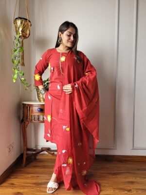 Pure Cotton Kurti, Pant With Dupatta