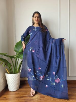 Pure Cotton Kurti, Pant With Dupatta
