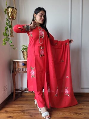 Pure Cotton Kurti, Pant With Dupatta
