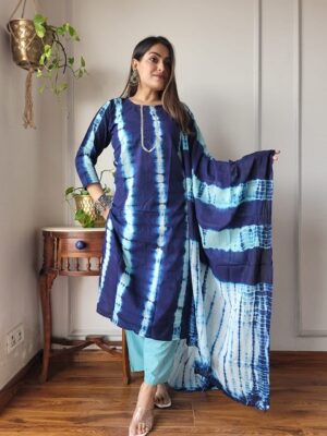 Pure Cotton Kurti, Pant With Dupatta
