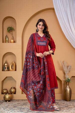 Pure Cotton Anarkali Pant With Dupatta