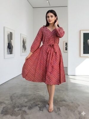Bagru Hand Block Printed Long Dress/ One piece