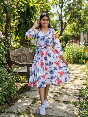 Bagru Hand Block Printed Long Dress/ One piece