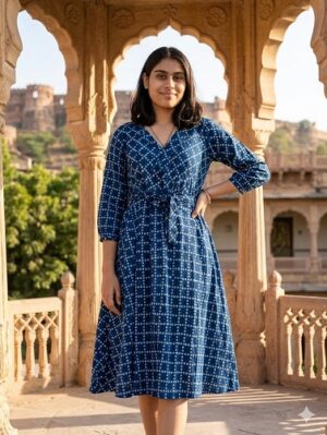Bagru Hand Block Printed Long Dress/ One piece