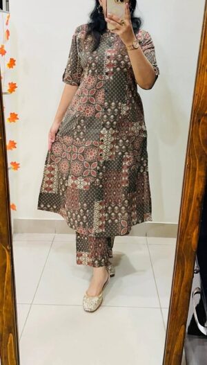 Pure Cotton A line Kurti With Pant