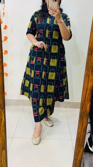 Pure Cotton A line Kurti With Pant