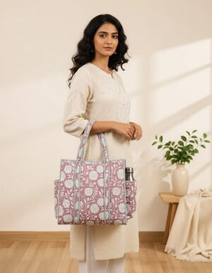 The quilted jhola bag